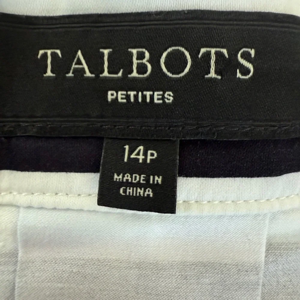 Talbots Petites Floral‎ Striped Pleated A-Line Skirt Navy White Purple 14P EUC